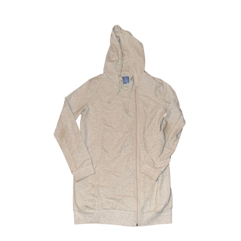 Simply Vera Wang Hoodie Women's Size M Heather Gray Asym Full Zip Pockets